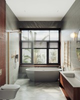 Душевая перегородка Maybahglass MGD-1352-2ш 99 см, профиль бронза, стекло прозрачное