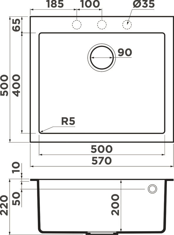 Мойка кухонная Omoikiri Bosen 57A-GB графит