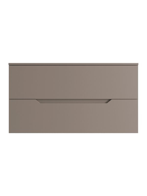 Мебель для ванной комнаты Orange Line 100 подвесная, 2 ящика, матовый латте с раковиной B02-460W