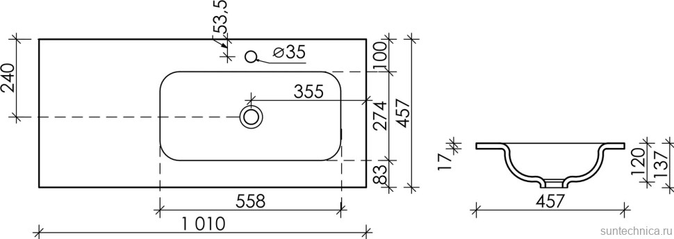 Тумба с раковиной Sancos Marmi 2.0 100 R дуб чарльстон