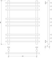 Полотенцесушитель водяной Secado Турин Плюс 80x55 см, матовый черный, лесенка