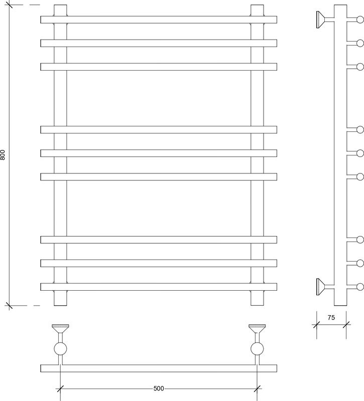 Полотенцесушитель водяной Secado Турин Плюс 80x55 см, матовый черный, лесенка