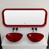 Зеркало Abber Kristall AT6702Rubin 120х50 см, с подсветкой, с bluetooth-плеером, рубин