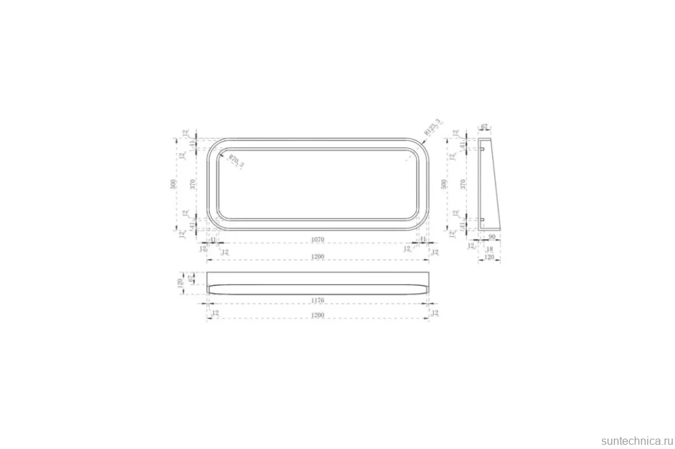 Зеркало Abber Kristall AT6702Rubin 120х50 см, с подсветкой, с bluetooth-плеером, рубин