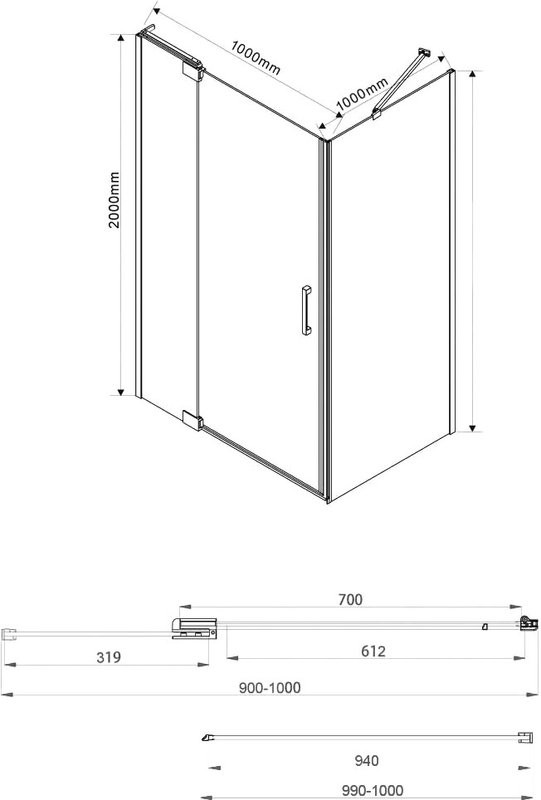 Душевой уголок Vincea Extra VSR-1E901010CL 100x100 см, профиль хром, стекло прозрачное