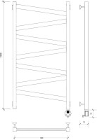 Полотенцесушитель электрический Secado Мирано плюс 105x55 см, подключение слева, матовый черный, лесенка