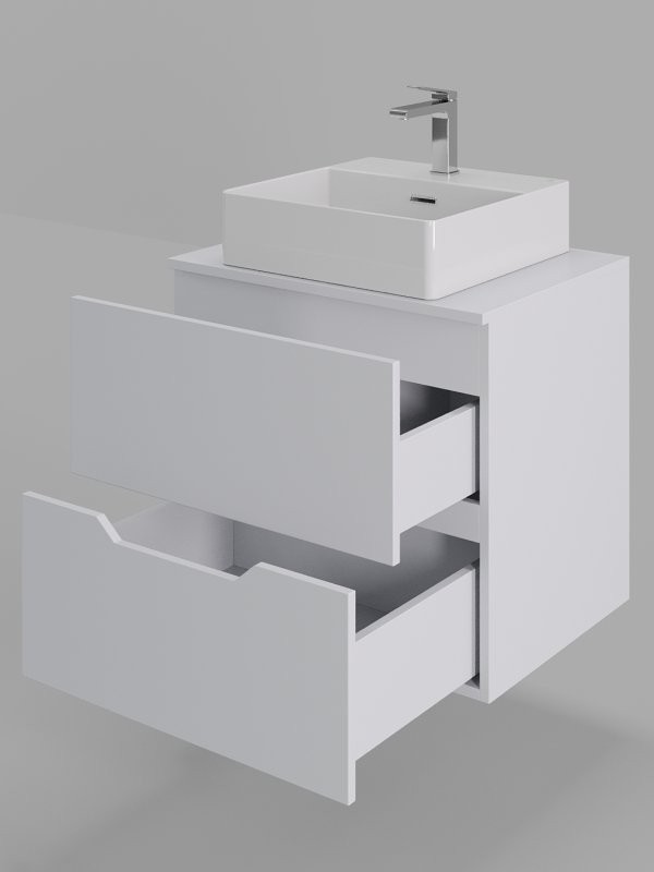 Мебель для ванной комнаты Orange Line 60 подвесная, 2 ящика, матовая белая с раковиной B04-405W