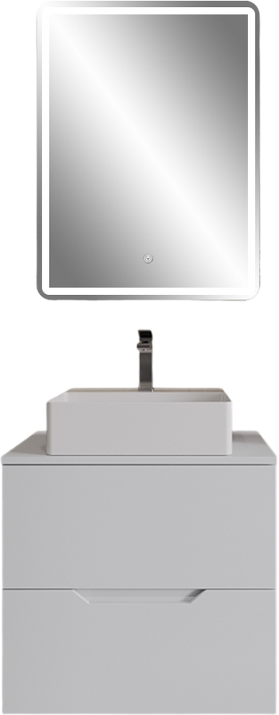 Мебель для ванной комнаты Orange Line 60 подвесная, 2 ящика, матовая белая с раковиной B04-405W