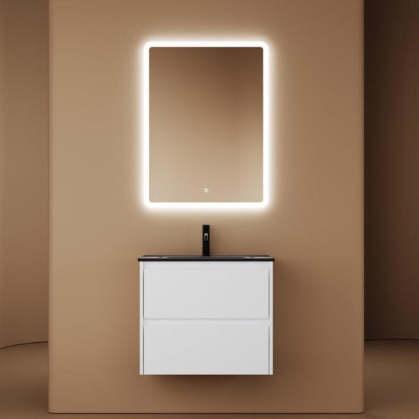 Мебель для ванной комнаты Sancos Libra 60 см белый глянец, черная раковина