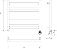 Полотенцесушитель электрический Secado Корато 3 R 65x55 см, подключение справа, хром, лесенка