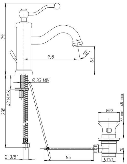 Смеситель для раковины Paini Duomo 88OP211