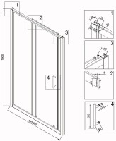 Душевая дверь в нишу Veconi Vianno VN-72B 100 см, профиль черный
