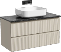Тумба с раковиной Sancos Snob T 100 см, beige soft, столешница черный мрамор, раковина CN6011