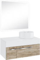 Мебель для ванной комнаты Runo Вудлайн 85 крафтовый дуб, раковина Sole 40