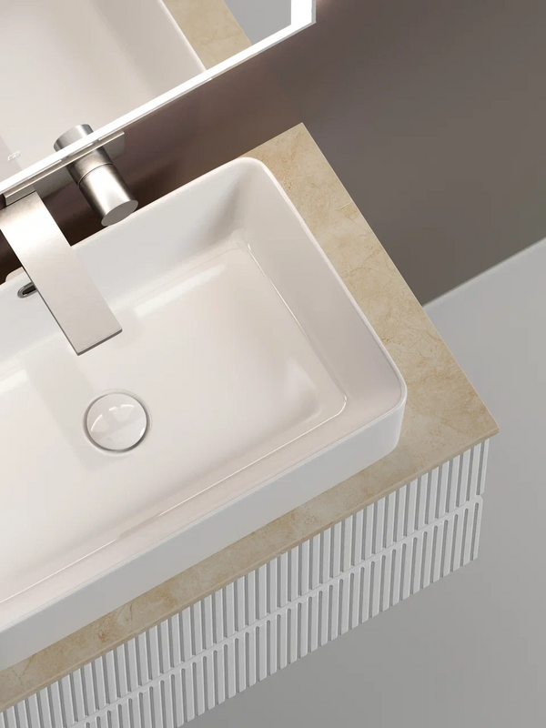 Тумба с раковиной Sancos Snob T 100 см, bianco, столешница бежевая, раковина CN5025
