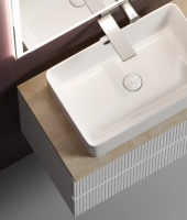 Тумба с раковиной Sancos Snob T 100 см, bianco, столешница бежевая, раковина CN5025