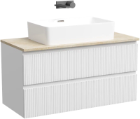 Тумба с раковиной Sancos Snob T 100 см, bianco, столешница бежевая, раковина CN5025