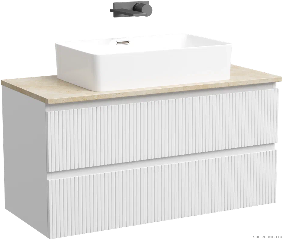 Тумба с раковиной Sancos Snob T 100 см, bianco, столешница бежевая, раковина CN5025