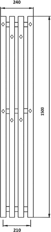 Полотенцесушитель водяной Secado Сандриго 4К 1500/210 150x25 см, графит, I-образный