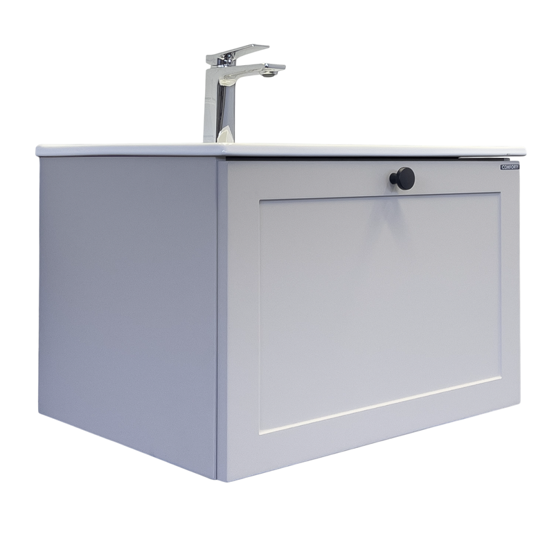 Тумба с раковиной Comforty Ереван 60 подвесная, серый шёлк