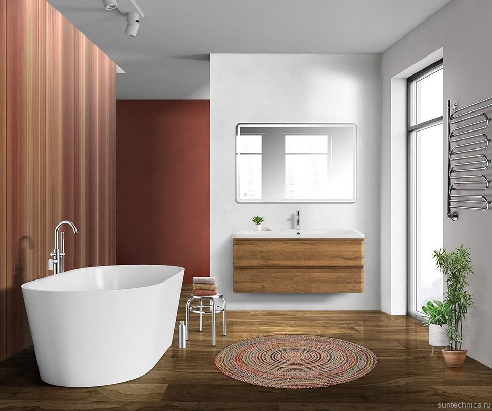 Мебель для ванной комнаты BelBagno Albano 120 подвесная, rovere rustico, белая глянцевая раковина