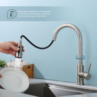 Смеситель для кухни с выдвижным изливом Splenka S203.49.05, сатин