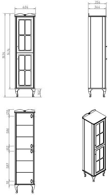 Шкаф пенал для ванной Caprigo Borgo 40 R белый