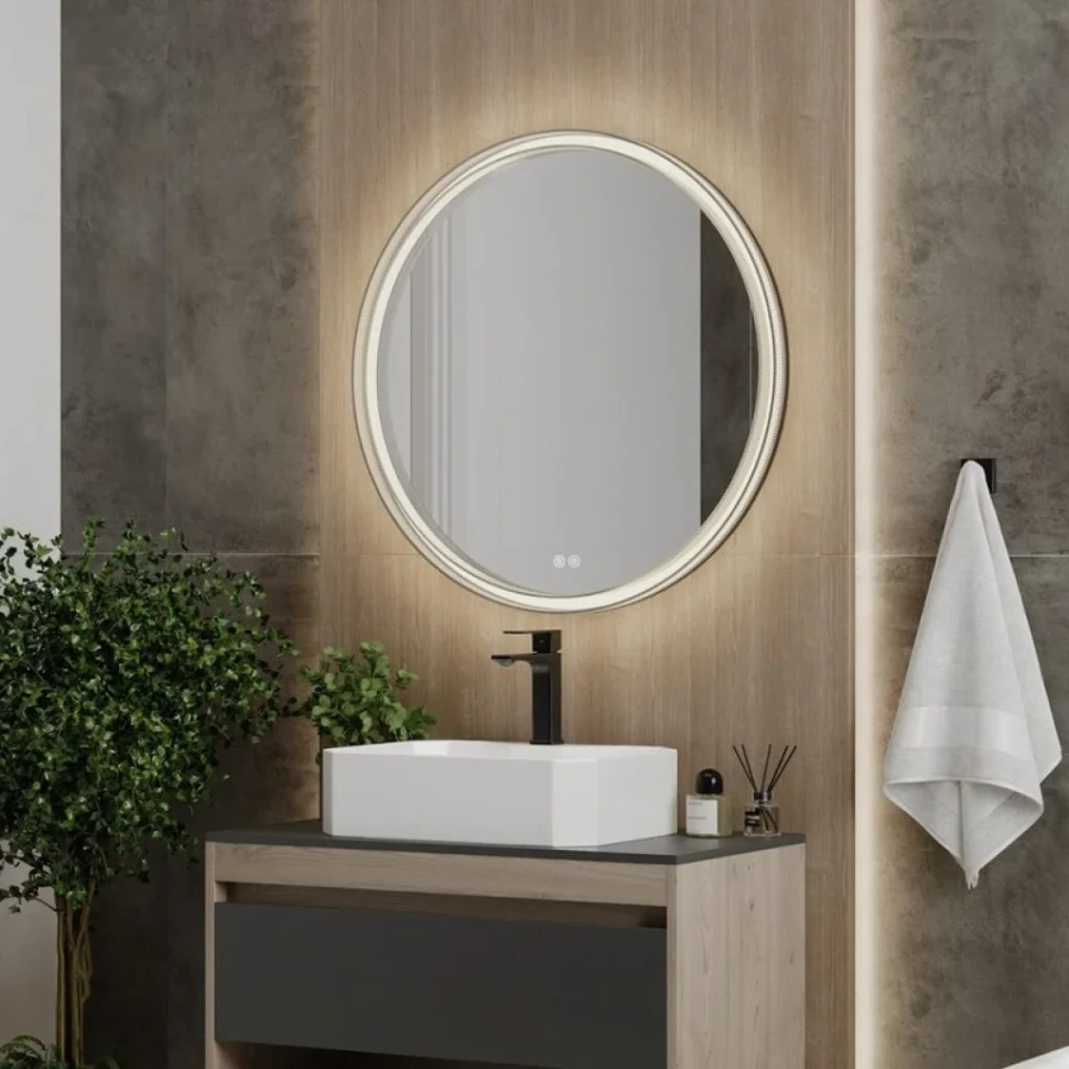 Зеркало круглое Teymi Lina Romantic T20132 D60 LED сенсор, антипар, черное
