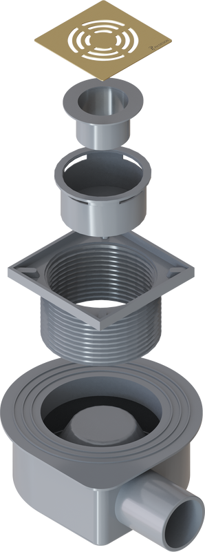 Душевой трап Boheme Smart Design 10x10 см, матовое золото