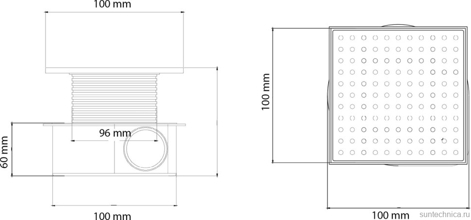 Душевой трап Boheme Smart Design 10x10 см, матовое золото