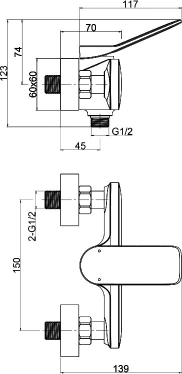 Смеситель для душа Cersanit Odra 63052