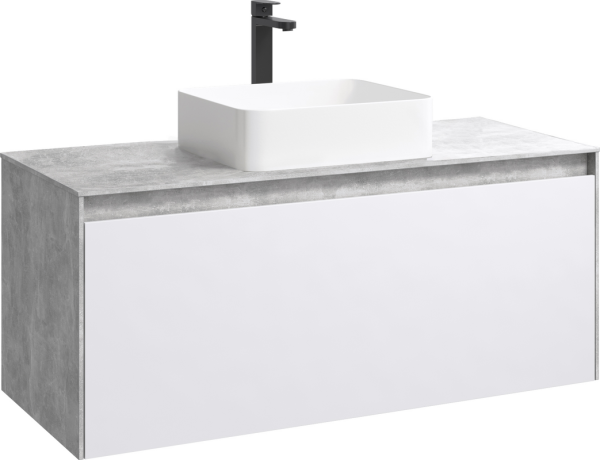 Тумба с раковиной Aqwella 5 stars Mobi 120 бетон светлый, белая