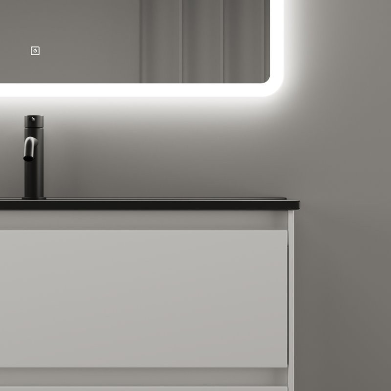 Мебель для ванной комнаты Sancos Cento 90 см белый глянец, черная раковина