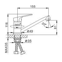 Смеситель для кухни Frap H13 F4513-2 хром