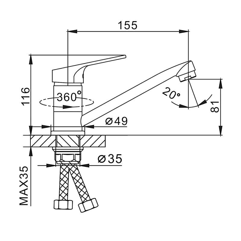 Смеситель для кухни Frap H13 F4513-2 хром