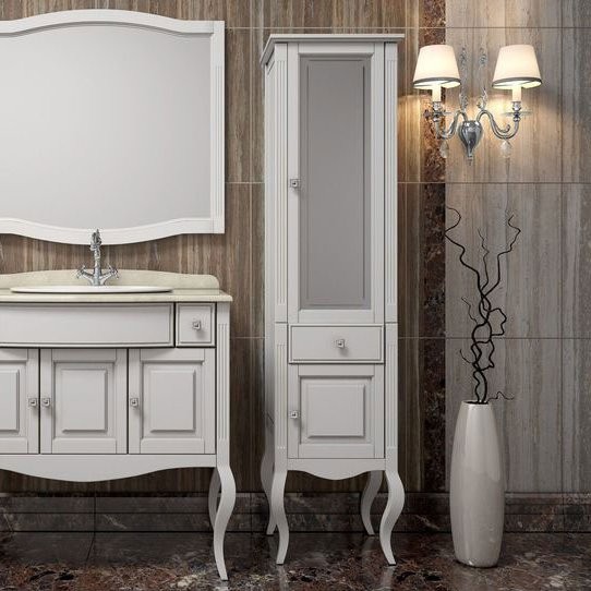 Шкаф пенал для ванной Opadiris Лаура 45 R белый матовый