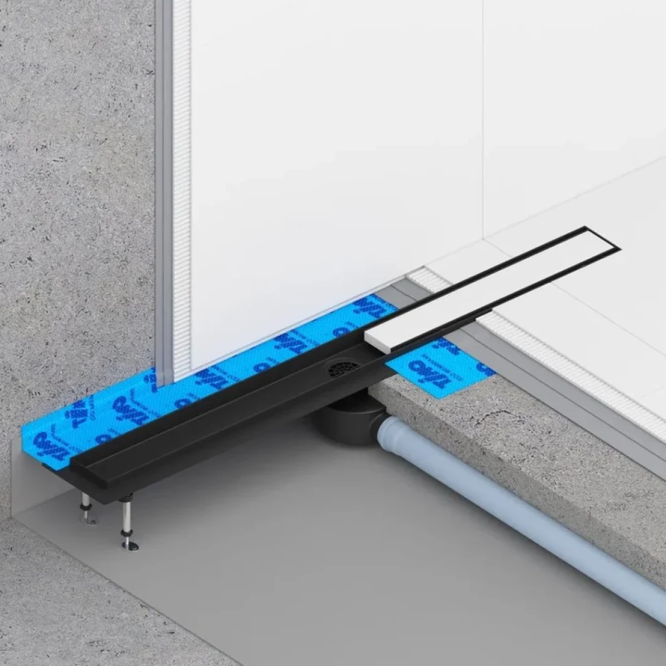 Душевой трап (лоток) Timo Drain Systems DS230210/03 1000 двусторонняя панель plate под плитку, черный