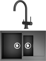 Комплект Мойка Omoikiri Daisen 78-2-BL черная + Смеситель Yamada P-BL черный