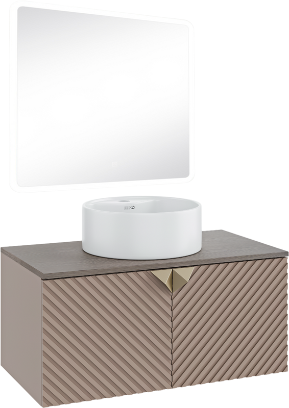 Мебель для ванной комнаты Runo Андорра 85 кашемир серый, дуб какао, раковина Sole 40