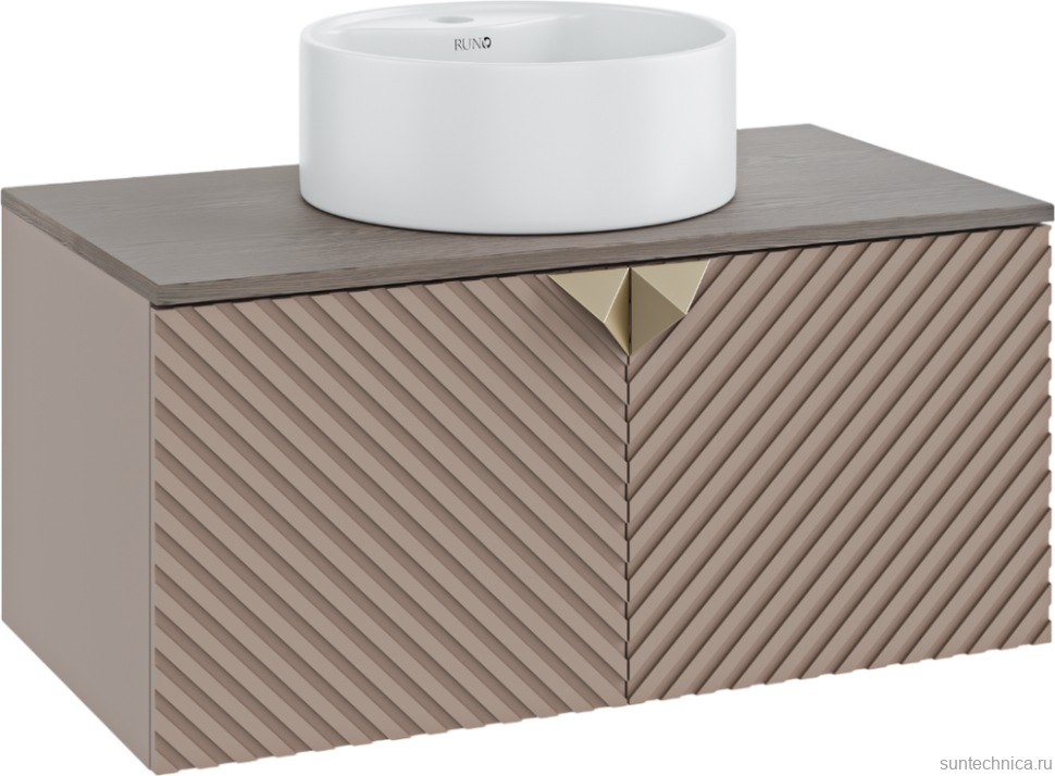 Мебель для ванной комнаты Runo Андорра 85 кашемир серый, дуб какао, раковина Sole 40