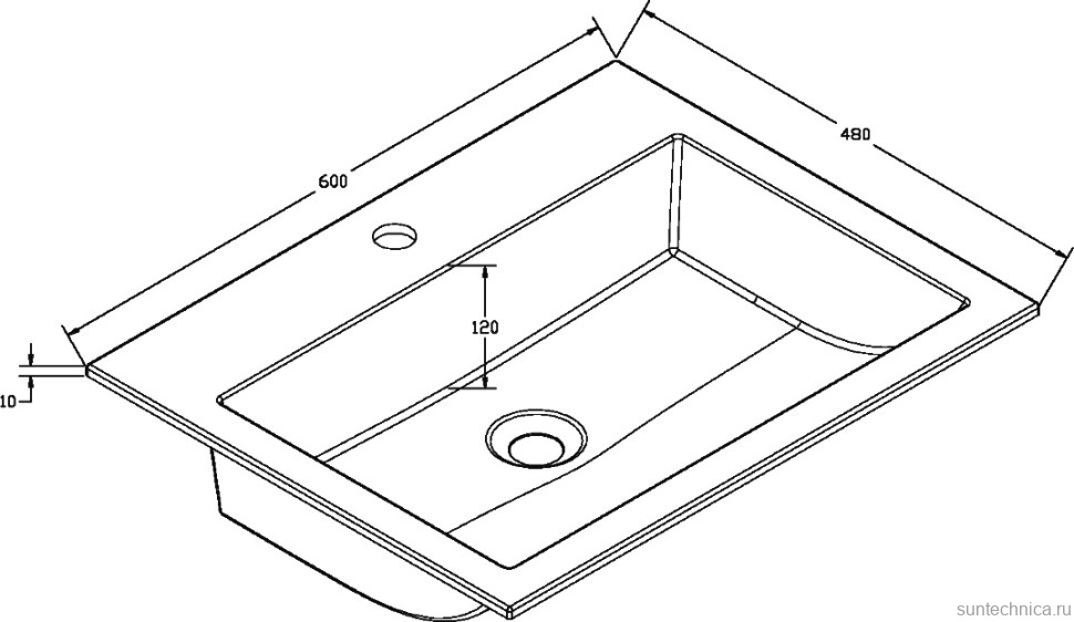 Мебель для ванной комнаты Vincea Chiara 2D 60, 2 ящика, темный дуб, с черной раковиной