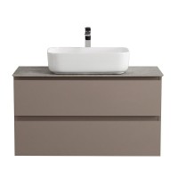 Тумба под раковину со столешницей BelBagno Kraft 100 подвесная, матовая бежевая, столешница kep-100-grn