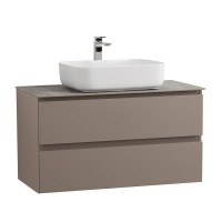 Тумба под раковину со столешницей BelBagno Kraft 100 подвесная, матовая бежевая, столешница kep-100-grn