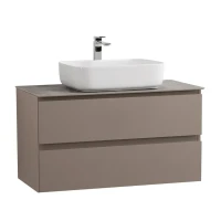 Тумба под раковину со столешницей BelBagno Kraft 100 подвесная, матовая бежевая, столешница kep-100-grn