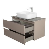 Тумба под раковину со столешницей BelBagno Kraft 100 подвесная, матовая бежевая, столешница kep-100-grn