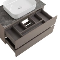 Тумба под раковину со столешницей BelBagno Kraft 100 подвесная, матовая бежевая, столешница kep-100-grn