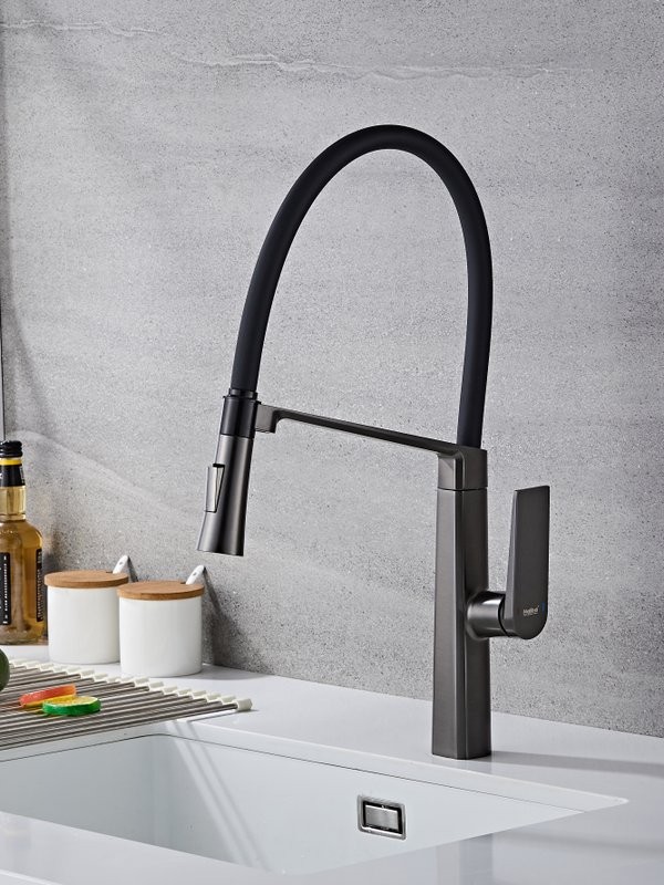 Смеситель для кухни Haiba HB73827-3 оружейная сталь