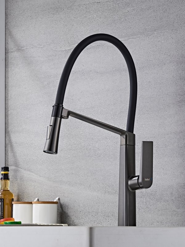 Смеситель для кухни Haiba HB73827-3 оружейная сталь