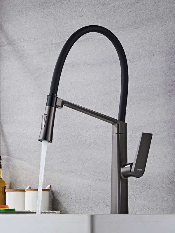 Смеситель для кухни Haiba HB73827-3 оружейная сталь