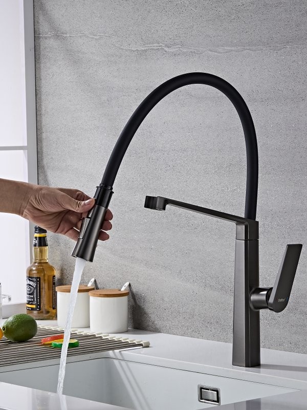 Смеситель для кухни Haiba HB73827-3 оружейная сталь